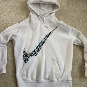 Nike White Hoodie with Black Label